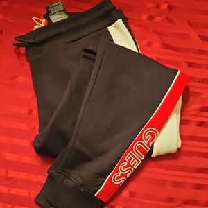 GUESS Black Joggers with Red and White Accents